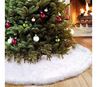 Jupe de Sapin, Couverture Décorative d'Arbre de Noël, Tapis Blanc pour l'Arbre, Ø 90 cm