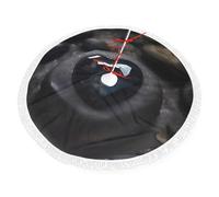 Jupe de sapin de 122 cm avec pompons en dentelle sur un seul côté - Imprimé pierre d'amour mystérieuse - Convient pour les décorations de Noël