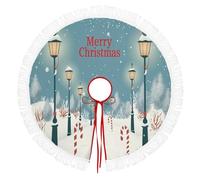 Jupe de Sapin de Noël 120cm, Tapis de Sapin de Noel Réverbère en Forme De Canne À Sucre Décorations d'arbre pour Décoration de fête de Vacances, Bleu