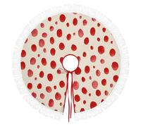 Jupe De Sapin De Noël 122cm À Glands, Tapis/Couvre-Pied Rond Décoratif pour Arbre, Illustration du Point Rouge,pour La Maison, Vacances, Décoration d'arbre