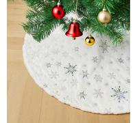 Jupe de Sapin de Noël 122cm, Grande Cache Pied Doré, Couvre-Pied d'arbre, Couvre-Pied de Sapin de Noël en Peluche pour la Maison de Fête