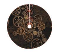 Jupe de sapin de Noël 76,2 cm avec engrenages et horloge - Imprimé siècle - Bronze - Pour décorations de fête de fin d'année - Décoration d'intérieur et d'extérieur