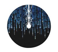 Jupe de sapin de Noël à imprimé binaire bleu, décoration de Noël, pour les fêtes d'hiver et du Nouvel An.