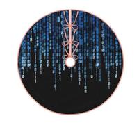 Jupe de sapin de Noël à imprimé binaire bleu, décoration de Noël, pour les fêtes d'hiver et du Nouvel An.