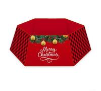 Jupe de sapin de Noël avec anneau en métal avec motifs de vacances tels que flocons de neige et Père Noël sur tissu non tissé à des fins de décoration (02)