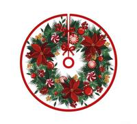 Jupe de sapin de Noël avec éléments décoratifs de dessin animé conçus pour apporter un charme saisonnier et une ambiance festive à votre maison (D)