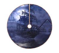 Jupe de sapin de Noël avec imprimé de voilier pirate pleine lune pour une ambiance de vacances parfaite