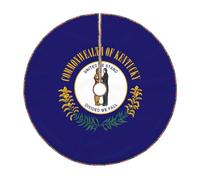 Jupe de sapin de Noël avec imprimé drapeau de l'État du Kentucky, décoration rustique pour sapin de Noël, décoration de vacances et protection du sol