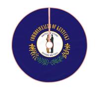 Jupe de sapin de Noël avec imprimé drapeau de l'État du Kentucky, décoration rustique pour sapin de Noël, décoration de vacances et protection du sol