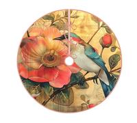 Jupe de sapin de Noël avec imprimé fleurs et oiseaux, élégante housse de base de sapin, décoration d'intérieur