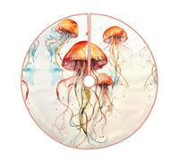 Jupe de sapin de Noël avec motif méduse, décoration de Noël, idéale pour le Nouvel An et d'autres célébrations annuelles