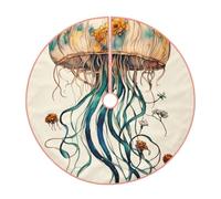 Jupe de sapin de Noël avec motif méduse, décoration de Noël, idéale pour le Nouvel An et d'autres célébrations annuelles