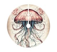 Jupe de sapin de Noël avec motif méduse, décoration de Noël, idéale pour le Nouvel An et d'autres célébrations annuelles