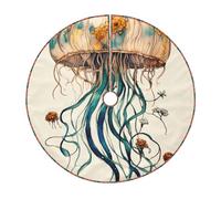 Jupe de sapin de Noël avec motif méduse, décoration de Noël, idéale pour le Nouvel An et d'autres célébrations annuelles