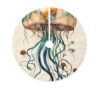 Jupe de sapin de Noël avec motif méduse, décoration de Noël, idéale pour le Nouvel An et d'autres célébrations annuelles