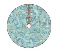 Jupe de sapin de Noël azurite bleu sarcelle et feuille d'or avec motif marbré à l'huile - Décoration festive pour une ambiance de vacances parfaite