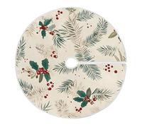Jupe De Sapin De Noël Baies De Branches De Pin Vertes Christmas Tree Skirt Doux Couverture De Sapin De Noël Peluche Jupe d'arbre pour Hôtel Salon Maison S