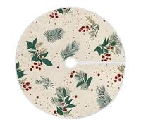 Jupe De Sapin De Noël Branches De Pin Baies Hiver Jupe d'arbre Décoration Couverture De Sapin De Noël Doux Christmas Tree Skirt pour Party Hôtel Maison S