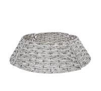 Jupe de Sapin de Noël,Collier de Sapin de Noël Décorations Tressées à la Main,Cache-Pied de Sapins Artificiel Style Rustique(Gray,S)