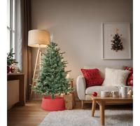 vidaXL Jupe de Sapin de Noël Rouge Ø56x23 cm Plastique, Jupe de Sapin, Base de Sapin de Noël, Jupe d'arbre Aspect résine tressée, Jupe de Noël