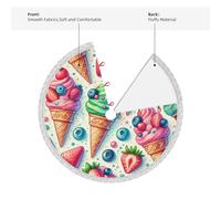 Jupe de sapin de Noël colorée en forme de cônes de crème glacée avec bordure à pompons, décoration de sapin de Noël douce