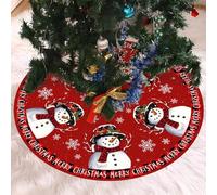 Jupe De Sapin De Noël DBALL 120 CM Couvre-Pied Rond pour Sapin de Noël avec Motif Bonhomme de Neige Christmas Tree Skirt Adaptée à la Décoration du (Rouge)