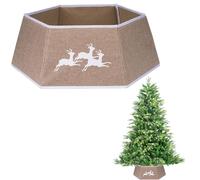 Jupe de sapin de Noël pliable en toile de jute de 68,1 cm pour décoration d'arbre de Noël