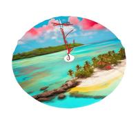 Jupe de sapin de Noël de 76,2 cm, motif paysage des Caraïbes, 76,2 cm, 91,4 cm, 121,9 cm, jupe décorative douce et moelleuse pour sapin de Noël, cache le support et peut contenir des cadeaux