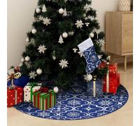 Jupe de Sapin de Noël de Luxe avec Chaussette Rouge 122 cm Tissu Tapis vidaXL