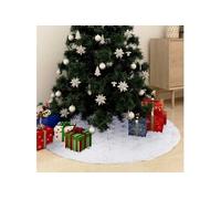 Jupe de sapin de Noël de luxe Blanc 150 cm Fausse fourrure
