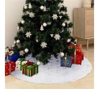 Jupe de sapin de Noël de luxe Blanc 150 cm Fausse fourrure