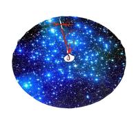 Jupe de sapin de Noël duveteuse imprimée d'étoiles brillantes bleues de 76,2 cm avec fermetures à nouer, tapis de sapin de Noël en polyester feutré pour décoration de fête de vacances