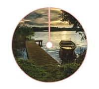 Jupe de sapin de Noël en forme de bateau au bord du lac pour sapin de Noël, Nouvel An, décoration d'intérieur, tapis de sapin de Noël, cadeau