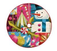 Jupe de sapin de Noël en forme de bonhomme de neige, décoration festive de Noël rouge sous le sapin - Décorations de vacances pour la maison, l'église, l'intérieur et l'extérieur, les festivals, les