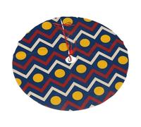 Jupe de sapin de Noël en peluche à motif géométrique en zigzag - Décoration de sapin de Noël en flanelle douce avec attaches rouges - Facile à installer