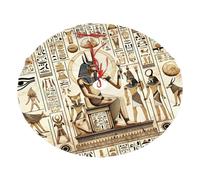 Jupe de sapin de Noël en peluche avec hiéroglyphes égyptiens anciens, décoration de sapin de Noël en flanelle douce avec attaches rouges, décoration de vacances facile à installer pour Noël