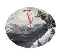 Jupe de sapin de Noël en peluche douce - Motif loup solitaire - Grande jupe de sapin de Noël pour sapin de Noël - Décoration de fête d'hiver - 91,4 cm