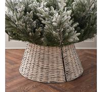 Lights4fun Jupe de Sapin de Noël en Rotin Gris de 57cm en Diamètre Décoration de Noël pour Intérieur