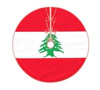 Jupe de sapin de Noël en toile de jute avec drapeau du Liban, tapis de sapin rustique pour la maison, les fêtes, les vacances, l'hiver, les décorations de Noël d'intérieur