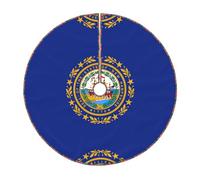 Jupe de sapin de Noël en toile de jute avec drapeau du New Hampshire, tapis de sapin rustique pour la maison, les fêtes, les vacances, l'hiver, les décorations de Noël d'intérieur