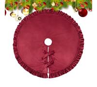Jupe De Sapin De Noël en Velours Rouge - 130 Cm | Jupe D’Arbre À Volants | Jupes D'arbres De Vacances pour Salon, Cour, Décoration De Vacances Intérieure Et Extérieure