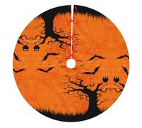 Jupe de sapin de Noël épaisse orange avec envers en flanelle, polyester résistant à l'eau, col d'arbre de vacances imprimé complet pour Noël, Halloween, décorations du Nouvel An