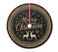 Jupe de sapin de Noël, flocons de neige, étoiles de Noël, décorations de vacances noires sous le sapin pour la maison, l'église, l'intérieur et l'extérieur, les festivals, la décoration de fête, 91,4