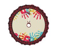 Jupe de sapin de Noël graffiti, tapis de sapin de Noël avec bordure à carreaux pour décorations de fête de Noël