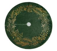 Jupe de Sapin de Noël - Grande Taille - Diamètre : 120 cm - Ronde - Peluche Blanche - Décoration de Noël - avec Fermeture Scratch - Modèle Couronne Vert-Jaune [165]