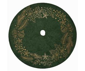 Jupe de Sapin de Noël - Grande Taille - Diamètre : 120 cm - Ronde - Peluche Blanche - Décoration de Noël - avec Fermeture Scratch - Modèle Couronne Vert-Jaune [165]