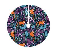 Jupe de sapin de Noël imprimé chat, tapis de décoration d'intérieur en lin avec bordure pour fête de Noël et réveillon du Nouvel An