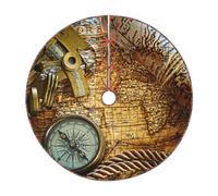 Jupe de sapin de Noël imprimée boussole et carte du monde ancienne, décoration de sapin de Noël, convient pour les fêtes de famille