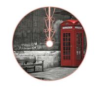 Jupe de sapin de Noël imprimée cabine téléphonique dans les rues de Londres, décorations de vacances amusantes pour Noël, Halloween, Nouvel An, décorations de fête