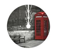 Jupe de sapin de Noël imprimée cabine téléphonique dans les rues de Londres, décorations de vacances amusantes pour Noël, Halloween, Nouvel An, décorations de fête